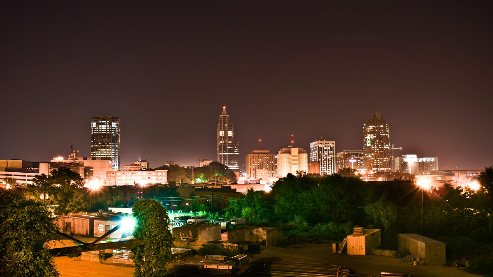 Downtown Raleigh skyline at night, North Carolina