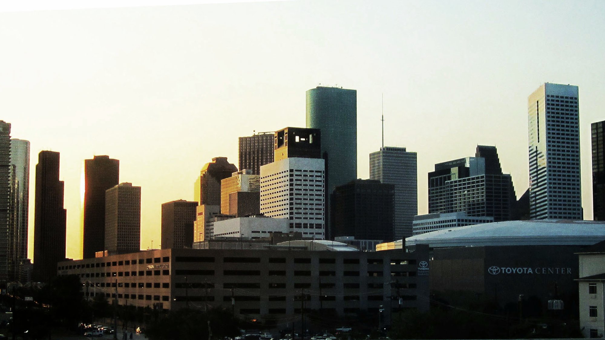 Downtown Houston skyline with the Toyota Center, Texas